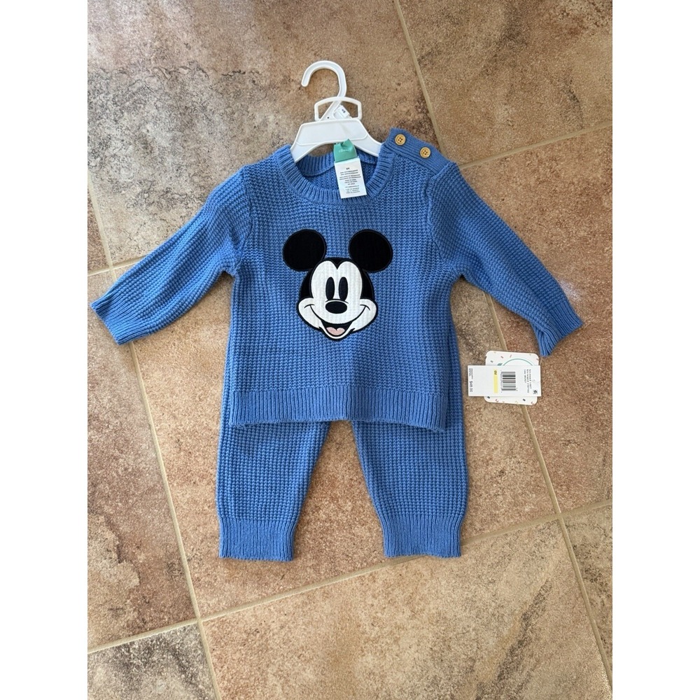 Disney Baby 2-Piece Infant Boys Mickey Mouse Blue Sweater & Pants Set 6M NWT